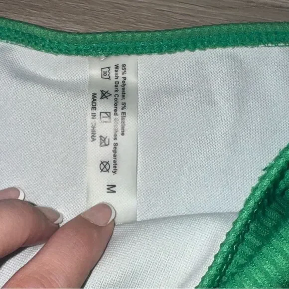 Kelly Green Bandeau Bikini Set with Pearl Accent - Picture 6 of 7